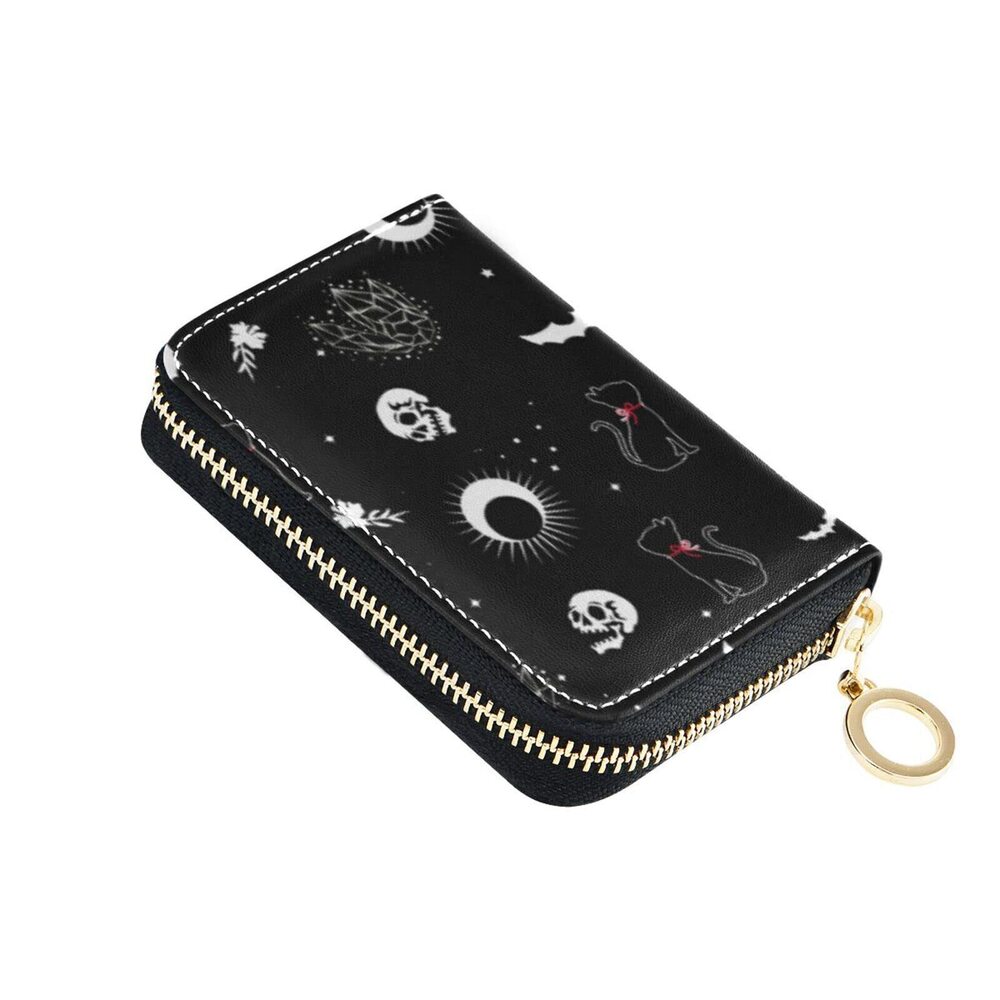 8367 Skull Cat Moon Gothic RFID Credit Card Holder Wallets Accordion